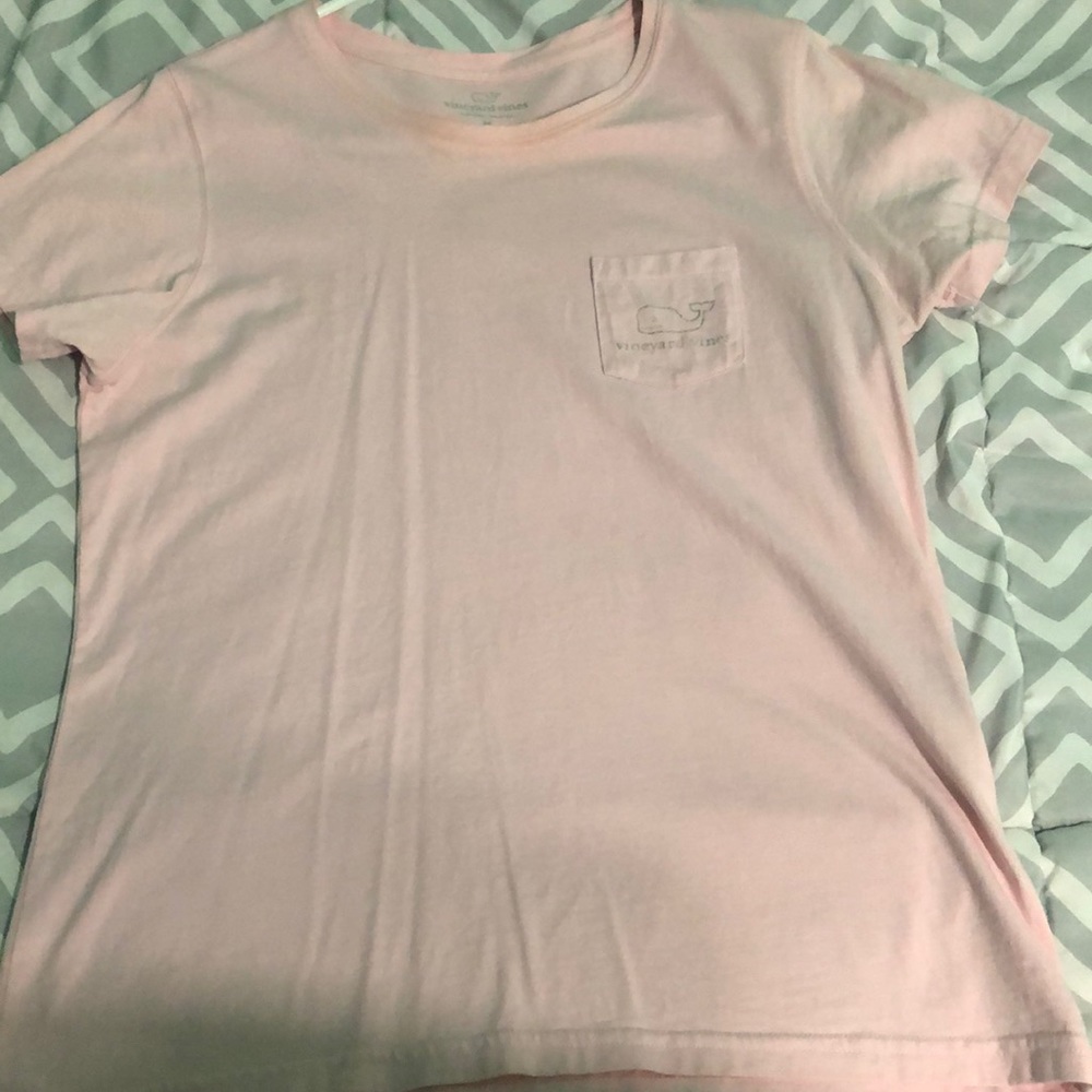 Light pink vineyard vines shirt with silver whale
